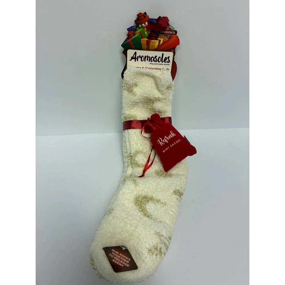 Aromasoles HOLIDAY 2 Pair Pack Infused With Mint & Shea Butter Socks One Size N